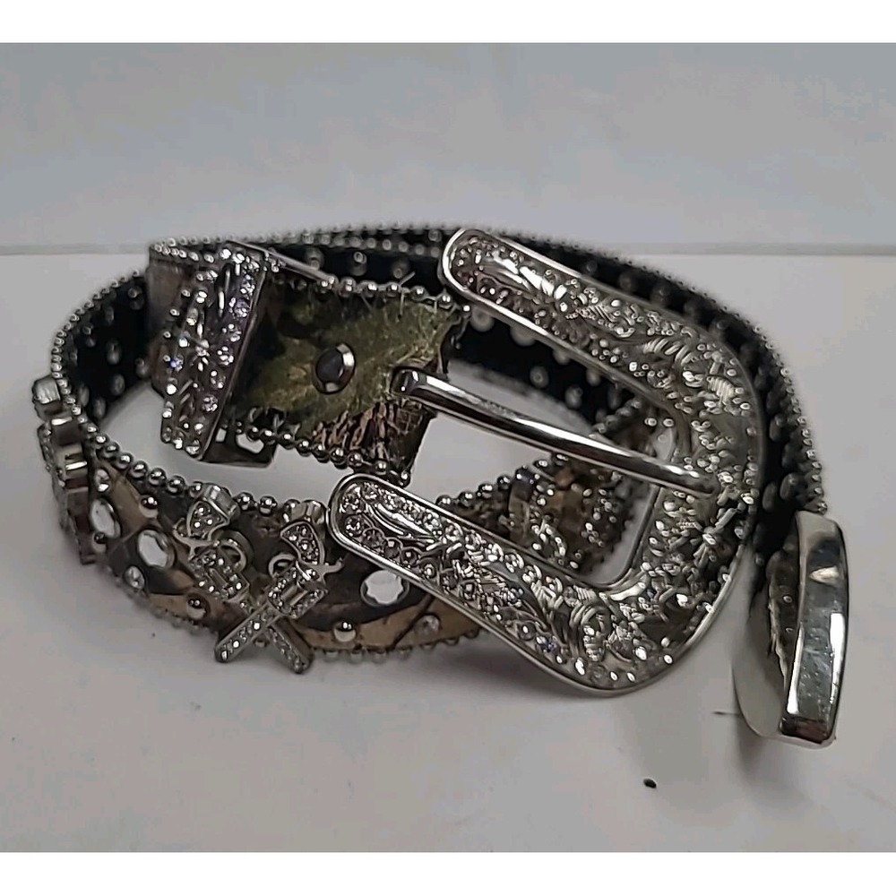 West‎ star Camouflage Leather  Rinestone Dual Gun Studded BELT  Buckle  Large